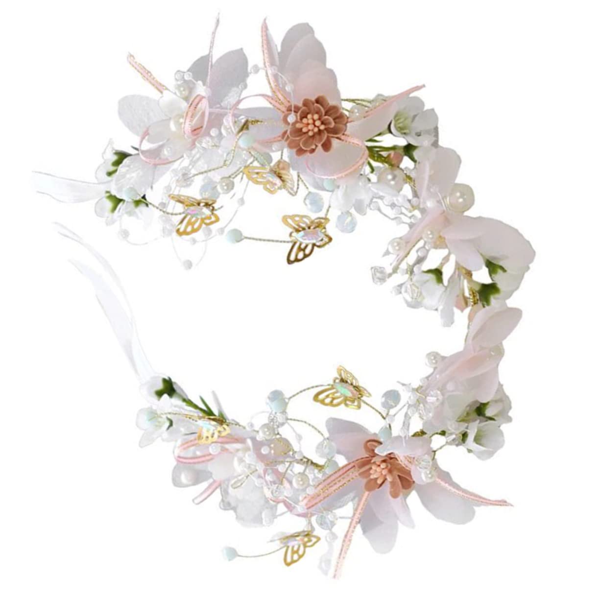 DOITOOL 3stücke Blumenkranz Haarschmuck Mit Perlen Und Schleife Elegant Und Leicht Für Hochzeiten Partys Und Besondere Anlässe Blumenschmuck Für Bräute Und Feiern