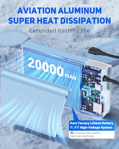 Portable Charger 20000mAh, 22.5W PD 3.0+QC 4.0 Super Fast Charging Power Bank, Cooler Aerospace Metal Case for iPhone 17 16 15 14, 13 Android iPad Samsung Google Tablet & More, Travel Essential - image 2
