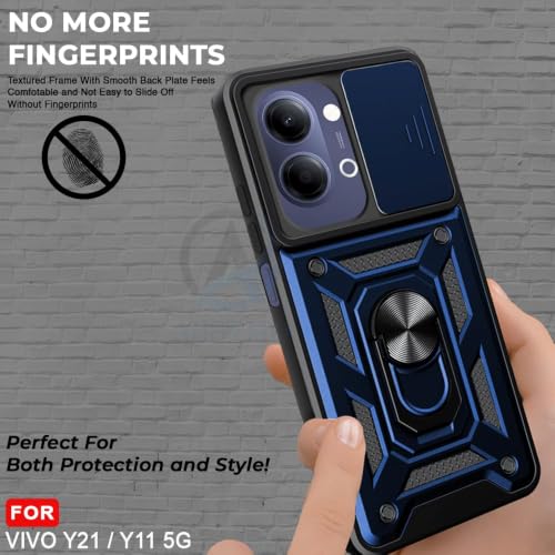 Image of LUXE Back Cover Compatible for Vivo T5 Lite 5G / Y21 5G / Y11 5G / Iqoo Z11 Lite 5G | D10 Tough Armor Case|Sliding Camera Shield | 360 Protection | Kickstand Ring Holder | Military-Grade Bumper Case