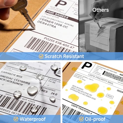 Image of Thermal Shipping Labels 4x6, 500 Sheets Fanfold Direct Thermal Labels, Perforated & Strong Adhesive Mailing Labels Compatible with Rollo, MUNBYN, Nelko, Zebra Printer (Commercial Grade)