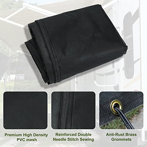 Stmgw Rv Awning Sun Shade Screen, 8’X15’ Black Mesh Uv Blocker Sunshade Complete Kits Camping Trailer For Motorhome Camper Travel Canopy (Front Shade(8'X15')) #TOP2