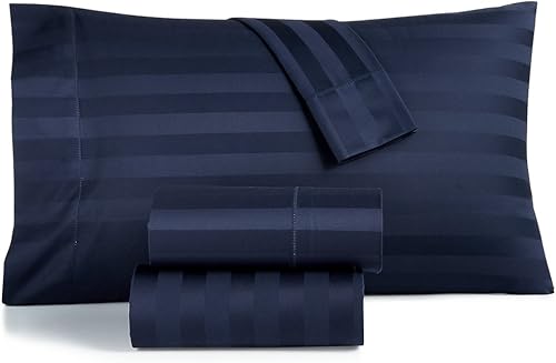 Charter Club Damask Stripe King Juego de sábanas de 4 piezas, 550 hilos de algodón puro Supima