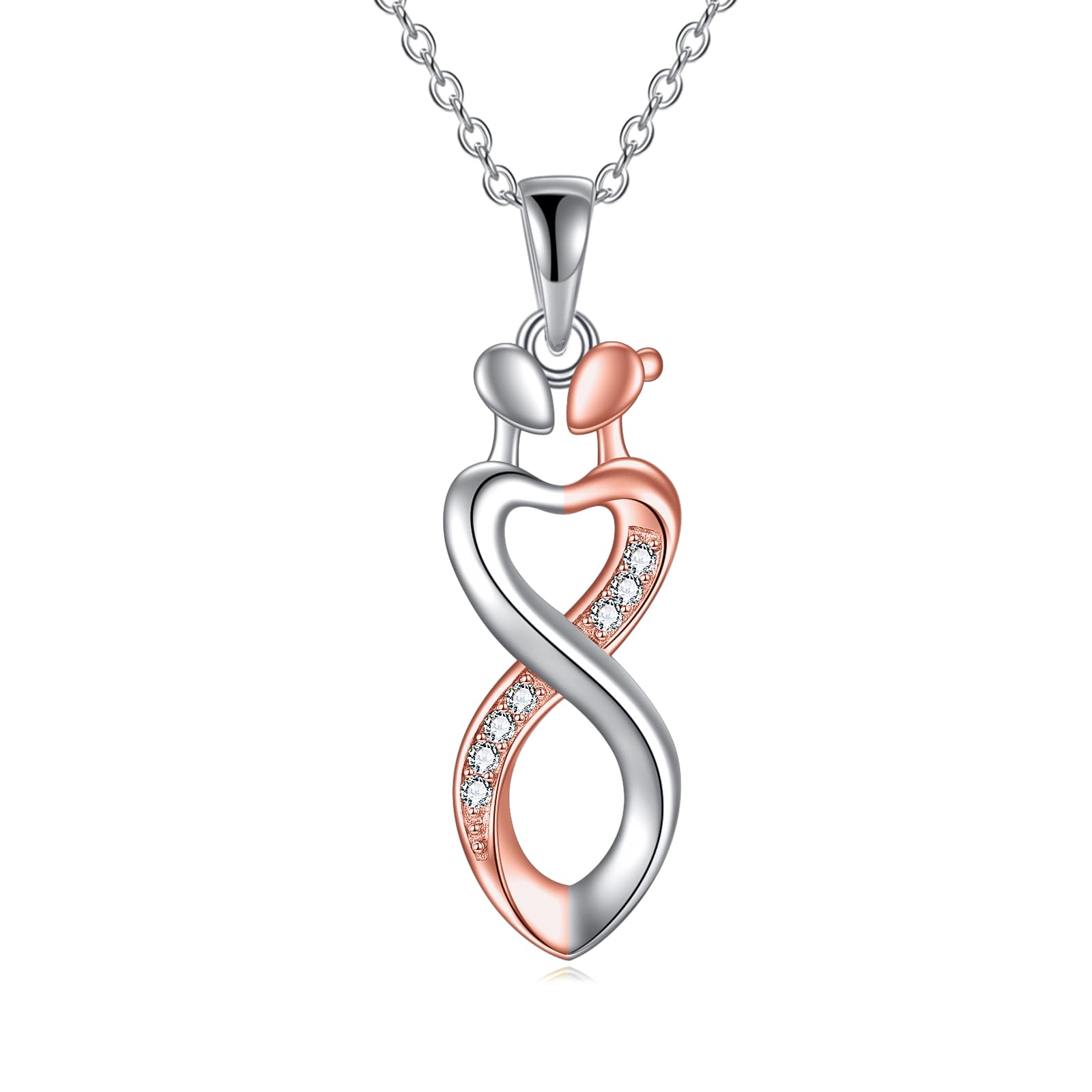 YAFEINI Umarmung Halskette 925 Sterling Silber Kuscheln Paar Schmuck für Sie Umarmung Anhänger Kette für Paar Jahrestag Valentinstag Geschenke für Frauen Freundin