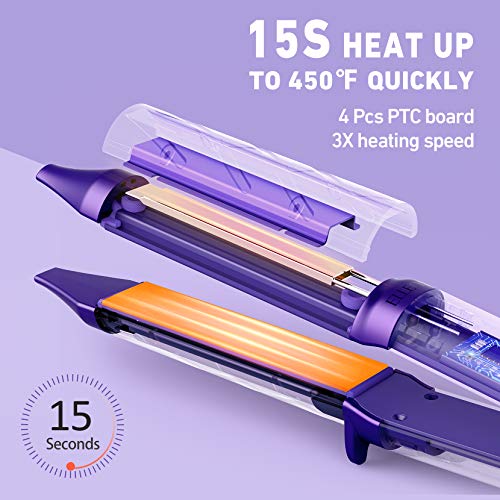 ELLESYE Hair Straightener and Curler 2 in 1 15S Superfast Heat up,13 Temperatures Ceramic Flat Iron for Hair with Negative Ions Hair Iron Straightener