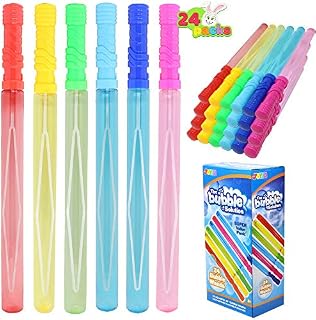 JOYIN 24 Pack 14 Big Bubble Wands Bulk (2 Dozen) for Summer Toy, Outdoor / Indoor Activity Use, Easter, Bubbles Party Favors Supplies for Kids