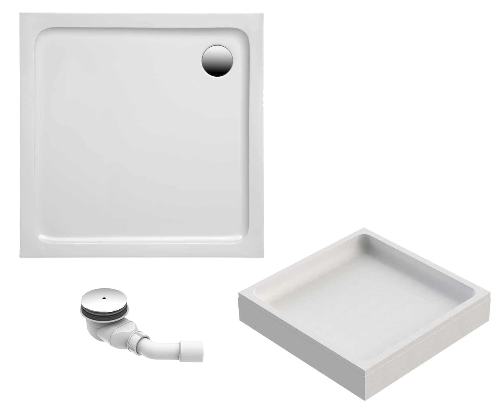 Schulte Duschwanne Adria 90x90 cm | Sanitäracryl, inkl. Wannenträger, inkl. Ablaufgarnitur, pflegeleicht, alterungsbeständig