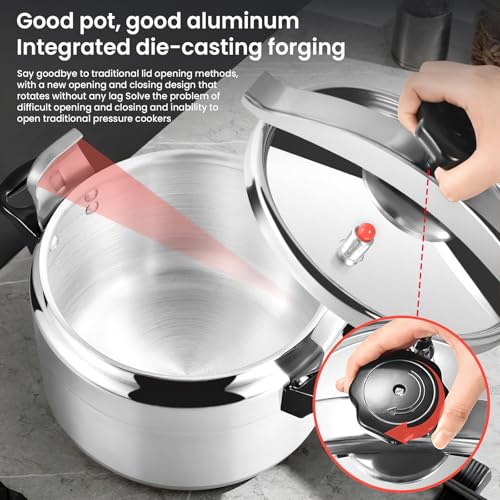 Aluminium Pressure Cooker with Safety Valve Large Capacity Induction Cookware Canning Pot with Anti-Scald Handles Canning Pot Easy Open (3L) - Image 5