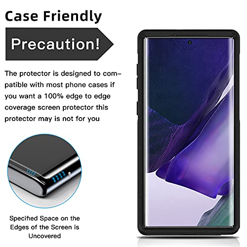 3 Pack Screen Protector for Samsung Galaxy Note20 Ultra Tempered Glass HD Fingerprint Unlock 3D Curved Edge Full Coverage Protector Easy Install Kit for Galaxy Note20 Ultra 5G (Note 20) - Thumbnail 5
