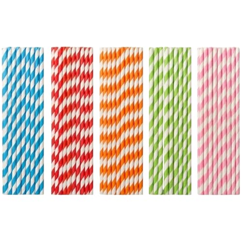 Dohe Horeca - Pailles en Papier (100 unités) - Multicolores, Grande Taille : 21 cm, Résistantes, Boissons Chaudes et Froides, Pour Fêtes, Anniversaires, Célébrations