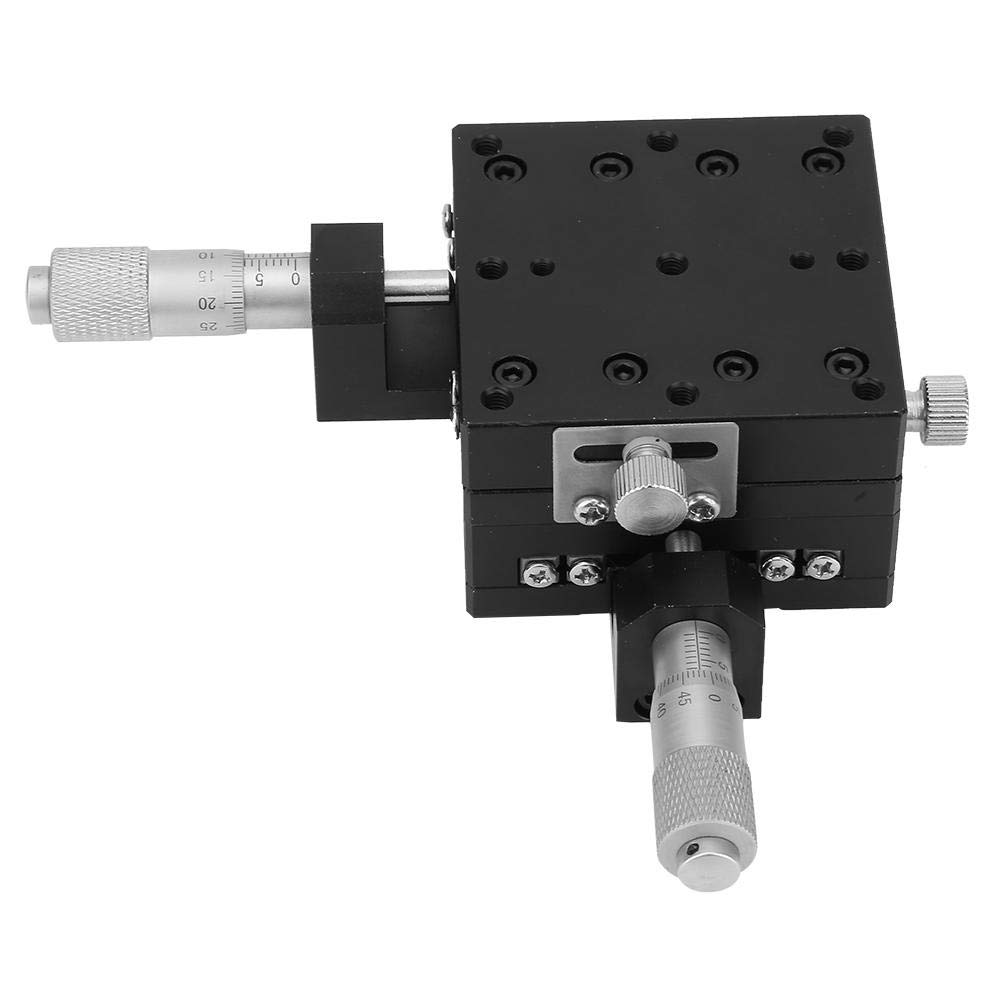 XY Linear Stage, Keenso SEMY60-AC Micrometer Manual Precision Linear Translation Stage Displacement Trimming Bearing Sliding Table Cross Roller XY Axis 60x60x40mm Size