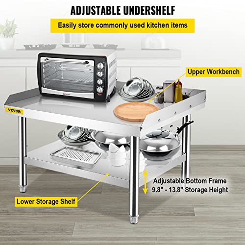 Image of VEVOR Stainless Steel Equipment Grill Stand, 36 x 30 x 24 Inches Stainless Table, Grill Stand Table with Adjustable Storage Undershelf, Equipment Stand Grill Table for Hotel, Home, Restaurant Kitchen