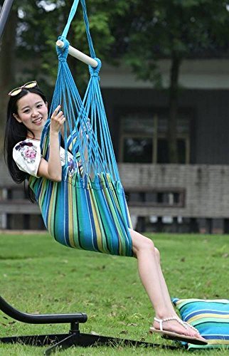 Theramaxx Hängesessel, Hängestuhl, Hängeschaukel, Hängesitz, Hängekorb, mit 2 großen Kissen, Reine Baumwolle, blau-grün Cover