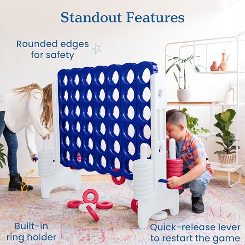 Image of ECR4Kids Jumbo 4-to-Score Giant Game with 42 Rings and Reset Sliders, Kids Games, Red /White /Blue