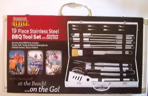 Gourmet BBQ 19 Piece Stainless Steel BBQ Tool Set with Aluminum Carry Case