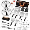 35PCS Griddle Accessories Kit, Leonyo Flat Top Grill Accessories, Grill Tools with Enlarged Spatulas, Melting Dome, Metal Scraper, Burger Press for Outdoor Barbecue Teppanyaki Hibachi Cooking