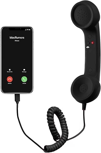 Auricular retro para teléfono, receptor de teléfono celular con micrófono y altavoz, teléfono retro tipo C, teléfono con cable, receptor de mango