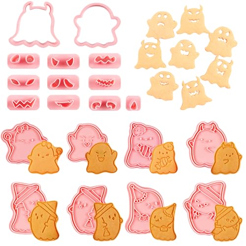 EDLMKM Halloween Cookie Cutters Cookie Cutter Set Biscuit Pressable Cutter with Pumpkin Ghost & Bat Designs Halloween Biscuit & Cookie Shapers