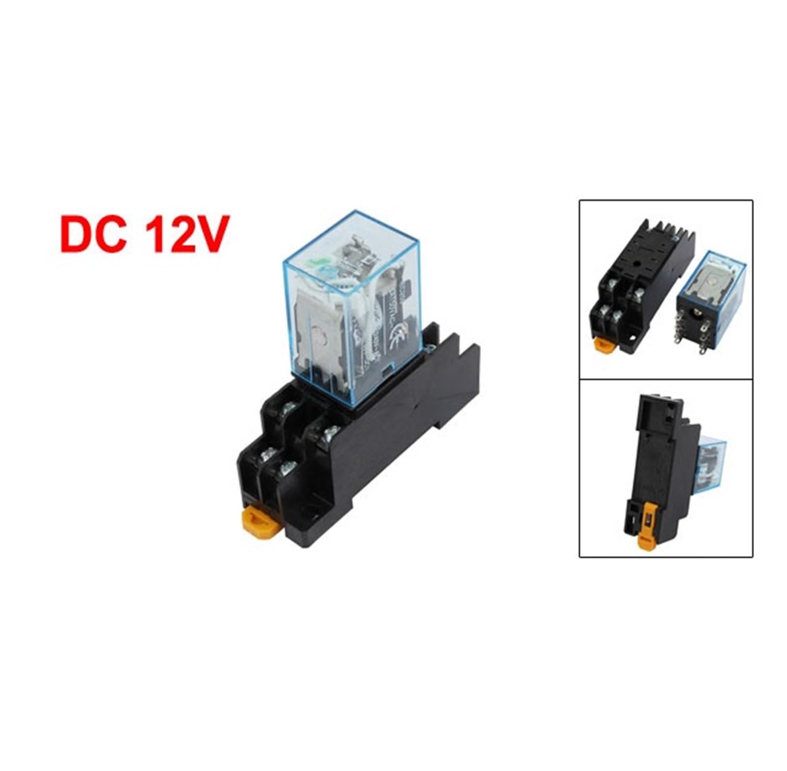 Relé de potencia electromagnético DPDT de 8 pines con bobina IEC255 DC 12V con base de zócalo