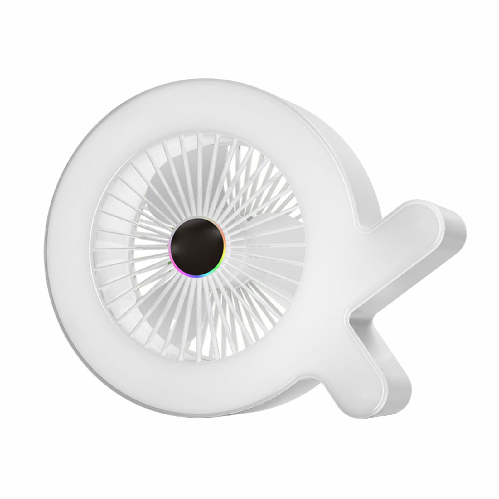 NMFLAB Compact Electric Fan Featuring Rotating Rainbow Lights and Long Lasting Battery Great for Workstation Study Room Quiet Fan