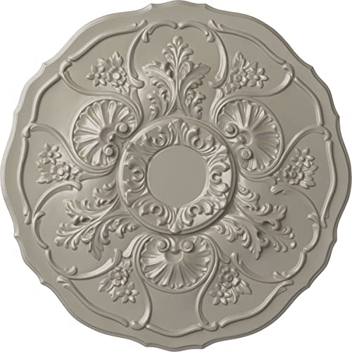 Image of Ekena Millwork CM22CNPWS 22 OD x 1 1 /2 P Cornelia Ceiling Medallion (fits Canopies up to 4 inch), Pearl White