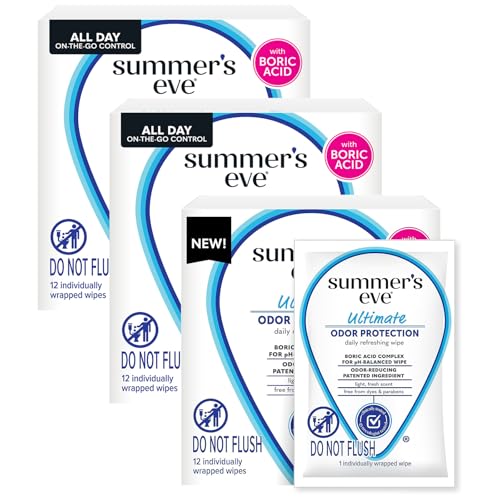 Image of Summer's Eve Feminine Wipes, 12 ct (Pack of 3) | Ultimate Odor Control | Boric Acid | pH Balance | On-the-go