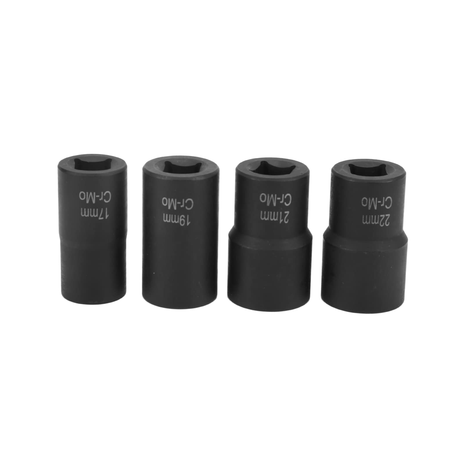 Zestaw 5 nakrętek śrubowych, zestaw narzędzi do wyciągania udarowego z napędem 1/2 cala, zawiera nasadki 17 mm, 19 mm, 21 mm i 22 mm, do konserwacji, wykonany z wytrzymałej stali chromowo-molibdenow