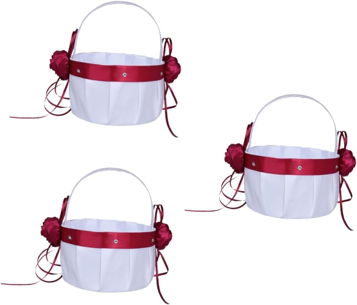 STOBAZA 3pcs Wedding Rose Basket Small Flower Basket for Centerpieces Party Supplies for Flower Girl Weave
