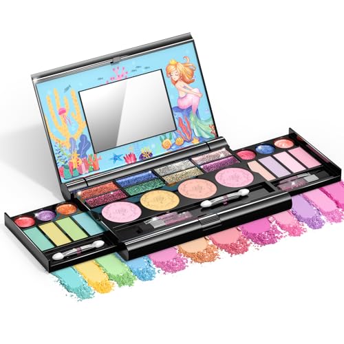 Mozok Kids Makeup Kit for Girls, Real Play Make Up Set Toys for 3 4 5 6 7 8 9 10 Years Old Girls, Washable Pretend Dress Up Beauty