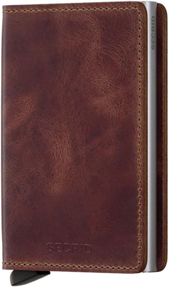Unisex Vintage Slim Wallet, Color: Brown