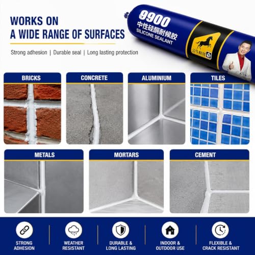 Image of FLASHFOX Waterproof Silicone Sealant Adhesive 750gm | Roof Leakage Repair Waterproof Sealant | Flexible & Paintable | For Concrete, Metal, Steel, Tiles & Water Tank (Pack of 2)