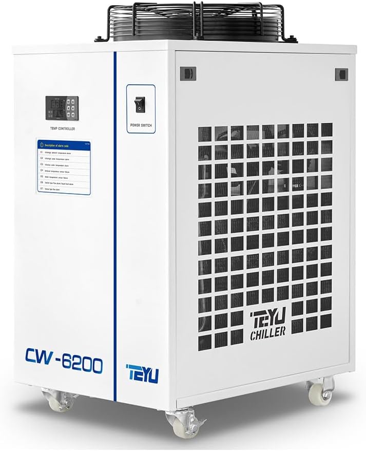 Water Cooler Machine S&A CW-6200BN Industrial Water Chiller 220V 60Hz for 200W Laser Diode CO2 Laser Solid-State Laser Fiber Laser, CNC Spindle Cooling