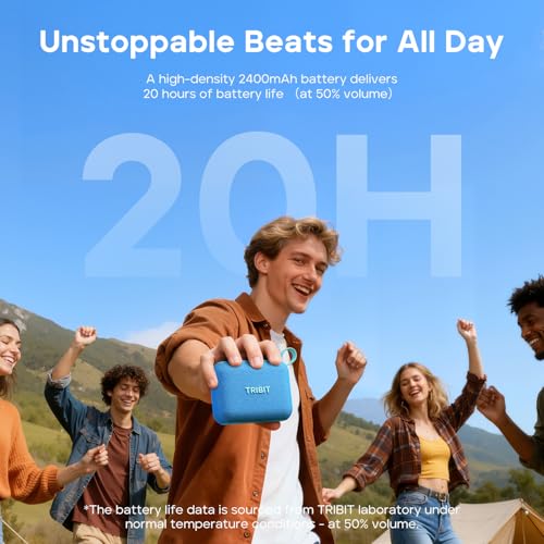 Image of Tribit PocketGo Portable Wireless Bluetooth Speaker with 7W Stereo Sound, IP68 Waterproof Dustproof, 20H Playtime, Custom EQ, BT6.0 & TWS Pairing, Supports TF Card, Ideal for Travel, Outdoor, Gifts