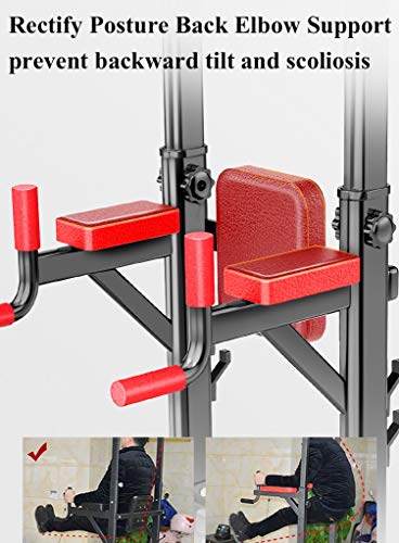 YOT-Pull-Up-Bar-Multi-Functional-Power-Tower-Height-Adjustable-with-Elbow-Back-Support-Drawstring-Set-Dip-Stand-Station-for-Home-Gym-Strength-Training-Workout-Equipment-880LB-Max-Capacity