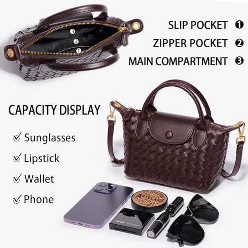 Handwoven solid color soft leather handbag, crossbody bag, women's party bag3