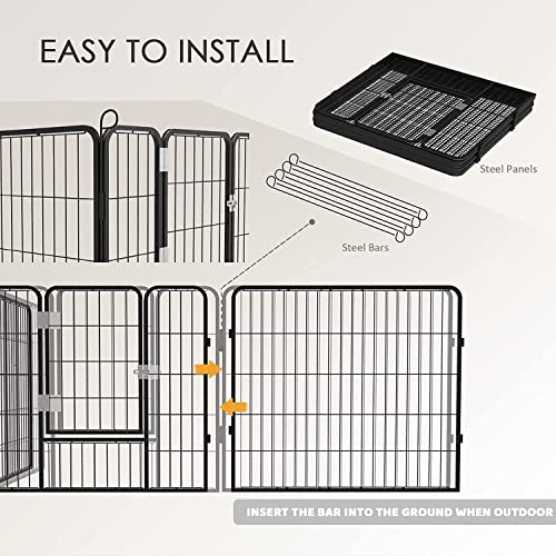 Metal Dog Playpen Indoor Puppy Playpen Outdoor Dog Fences, 40" Height 8 Panels Dog Playpen For Large Dogs/Hamster/Guinea Pig/Rabbit, Dog Pens Outdoor Dog Runs For Outside Rv Camping Play Yard #TOP6