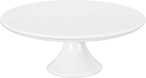 Kootek Soporte blanco para tartas, 10 x 10 pulgadas, plato de porcelana para tartas, pedestal, soporte de postre para fiestas, bodas, cumpleaños,