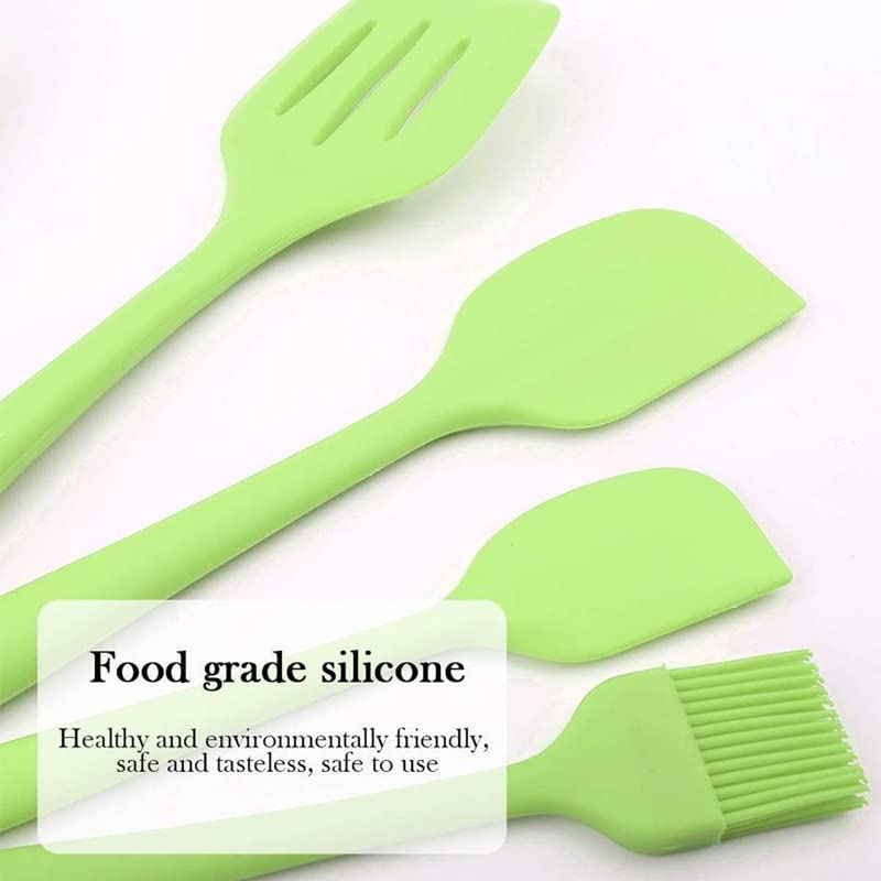 Image of Oren Empower Set of 5 Pcs Silicone Spatula & Kitchen Utensil with Hook Design for Cooking, Baking & Mixing /Non-Stick BPA Free /Heat Resistant Item, Flexible Non Toxic Silicon Cookware Tools - Green