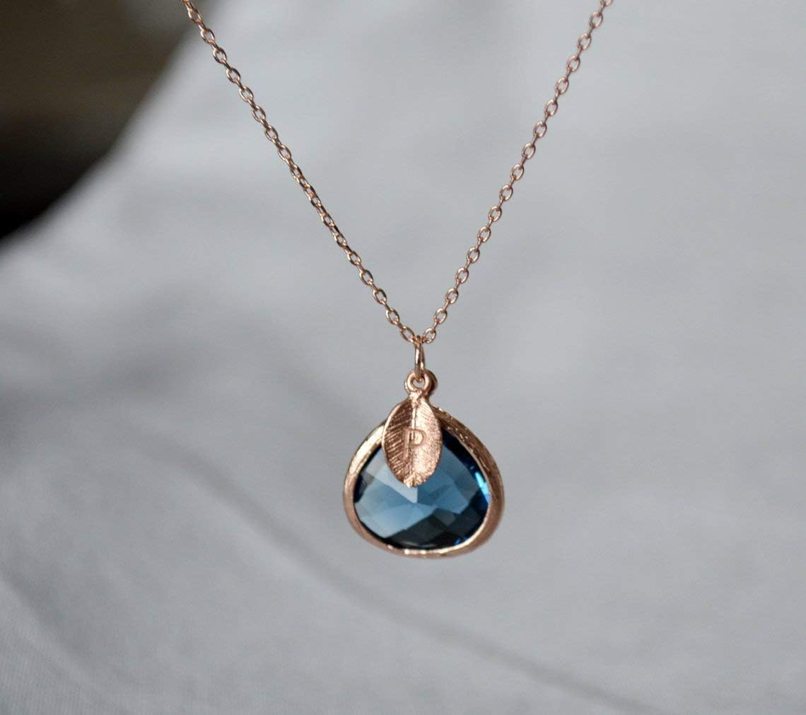 Susabella Birthstone Necklace, Birth Month Gemstone, 16 18 or 20 in. Chain in Silver, Gold or Rose Gold, Gift for Her, Gemstone Necklace, Custom Initial
