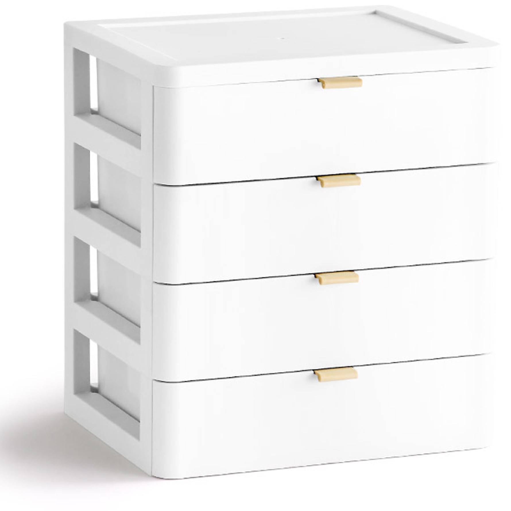 Organisateur de bureau à 4 tiroirs de comptoir blancs coulissants pour rangement maison