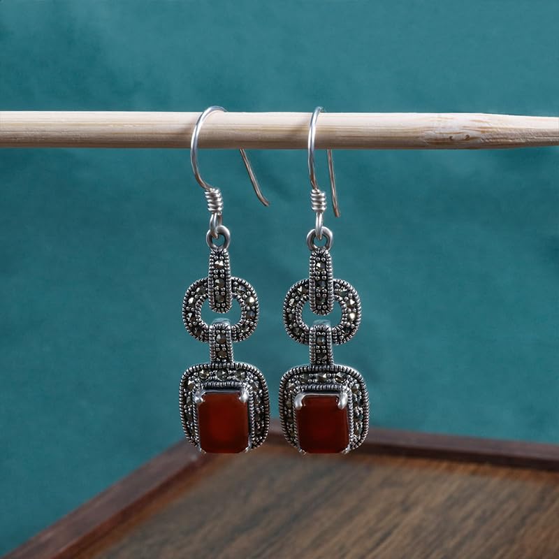 Boucles d'oreilles en argent sterling 925 vintage et marcassite - 3