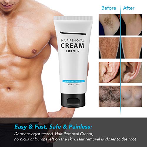 Hair Removal Cream for Men - Premium Painless Hair Removal - Skin Friendly & Fast & Effective - Depilatory Cream (120ml)