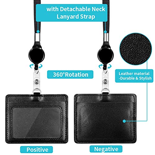 HONZUEN JoJo ID-Kaarthoezen met Band, PU-leer ID Kaarthouder Naamplaatje met Schouderband, Retractable ID Badge Houder… - Image 5