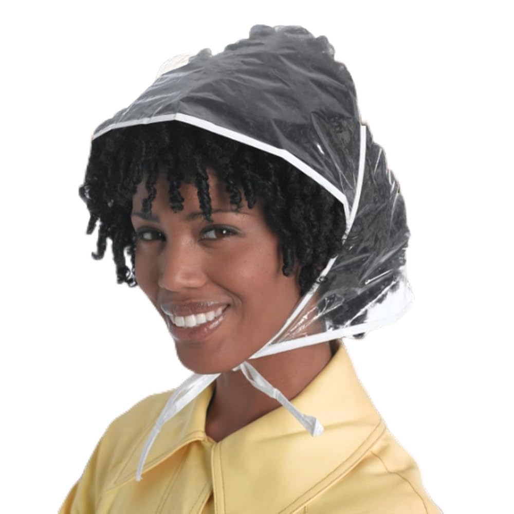 Emkay Women's Transparent Clear Emkay® Pack Of 3 Clear Plastic Rain Bonnet With Visor - Foldable Reusable Waterproof Rain Plastic Scarf Rain Waterproof Hats For Wear Rain Cover Rain Cap For Head For Rainy And Snowy Weather