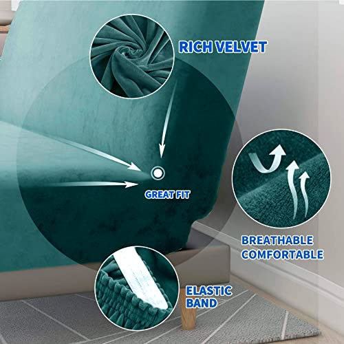 XINEAGE Velvet Futon Cover High Stretch Armless Couch Covers Spandex Fabric Sofa Bed Slipcover Anti Slip Furniture Protector with Elastic Bottom Machine Washable (Futon - Image 3