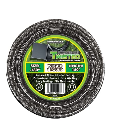 FORESTER Heavy Duty Twisted Trimmer Line - Universal Trimmer String Fits Most Weed Eaters, Trimmers, Weed Wacker .130in Diameter, 1lb (150ft)