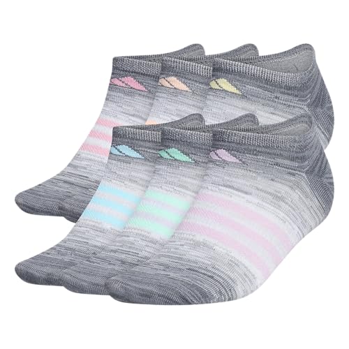 adidas Damen Superlite Space Dye No Show Socken (6 Paar), Grau/Bliss Lila/Easy Green, Medium