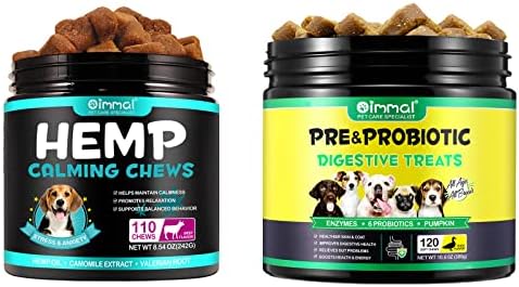 Oimmal Calming Chews for Dogs, Probiotics for Dogs Digestive Health, Digestive Probiotic Soft Chews for Dogs