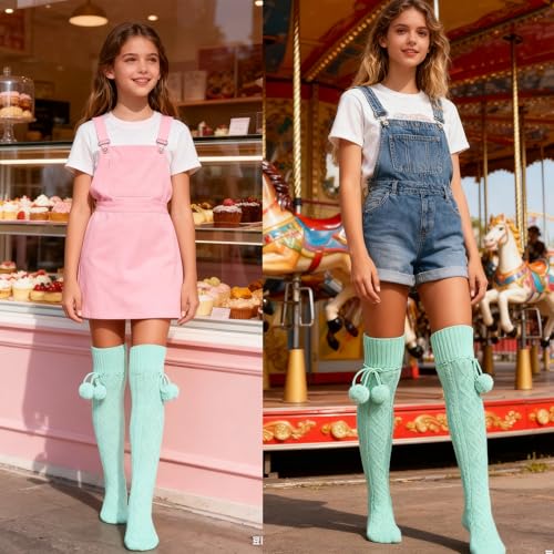 Image of YELAIVP Women's Thigh High Socks - Extra Long Cable Knit Over the Knee Socks and Leg Warmers