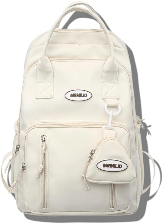 Mochila Kawaii con accesorios lindos, mochilas de viaje informales, duraderas y grandes, bolsa ligera para laptop, Blanco, Computadora portátil