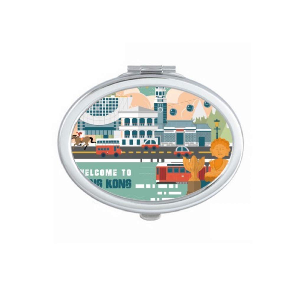 DIYthinkerWellcome to Hong Kong China Mirror Portable Fold Hand Makeup Double Side Glasses